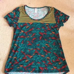 LuLaRoe Classic Tee Mixed media Floral Stripes M